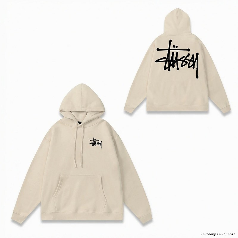 Stussy basic style minimalist beige hoodie
