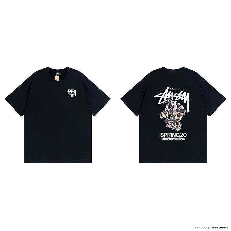 Stussy Black Spider Graphic T-Shirt Warm Weather Logo
