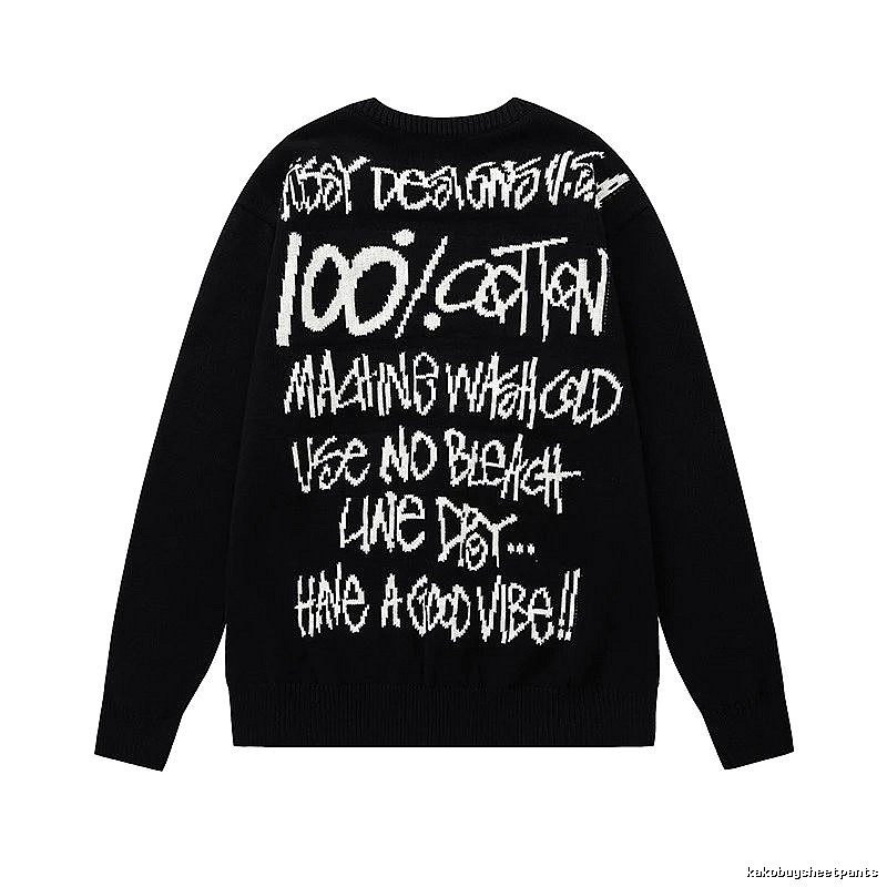 Stussy Black Swirl Graphic SweatShirt Relaxed Styling