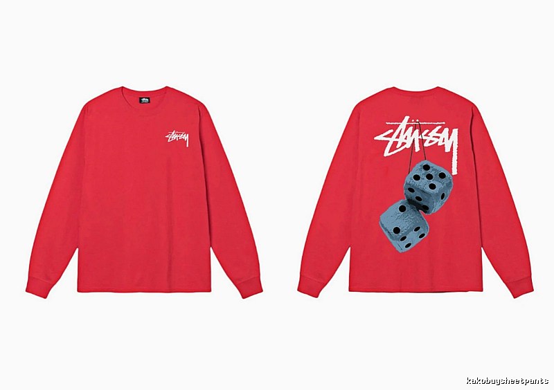 Stussy dice pattern red long-sleeved shirt