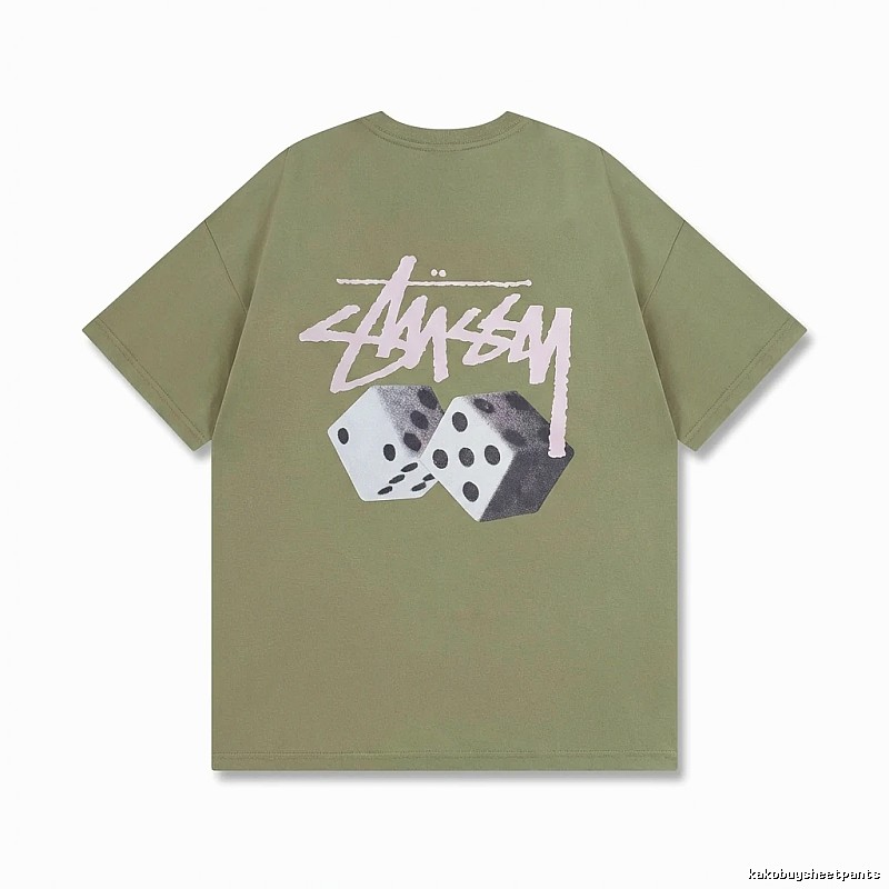 Stussy Dice Trend Brand Olive Green T-shirt