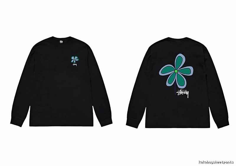 Stussy Flower Print Black Long-Sleeve