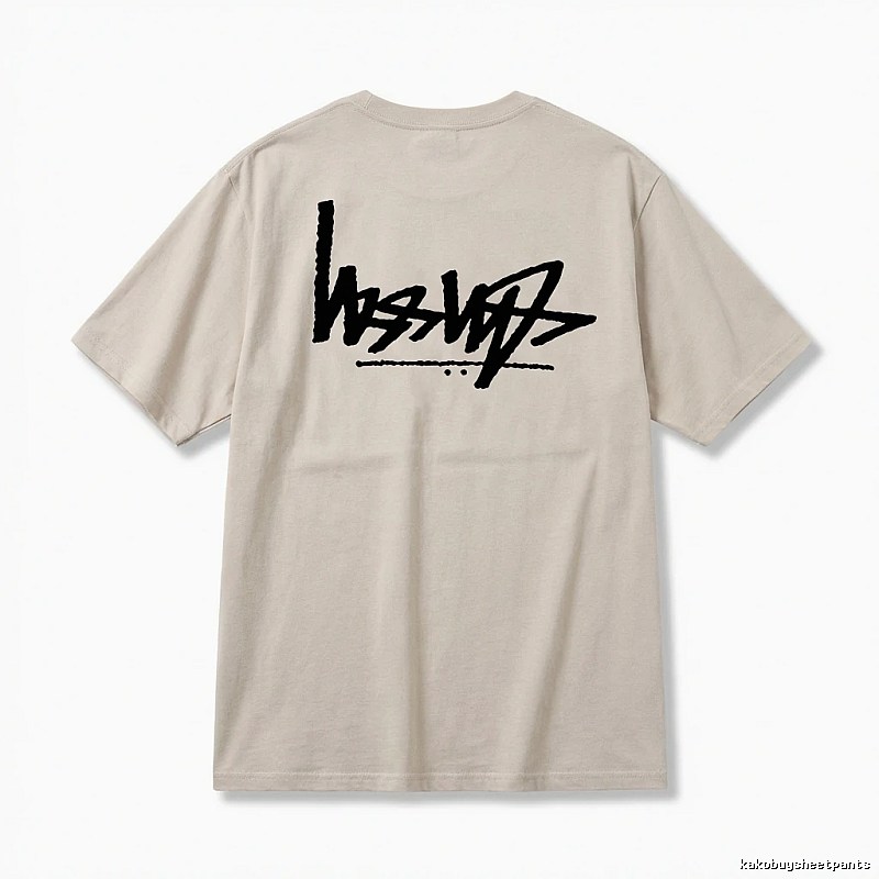 Stussy graffiti-style light gray T-shirt