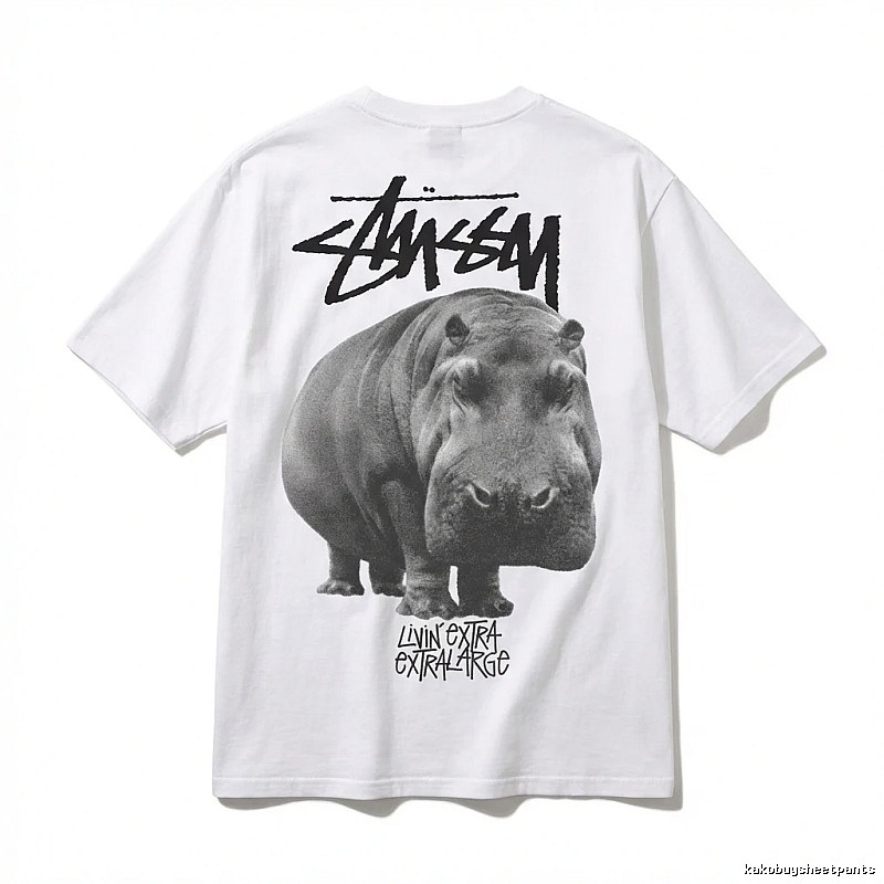 Stussy Hippo Trendy and Cool Style White T-shirt