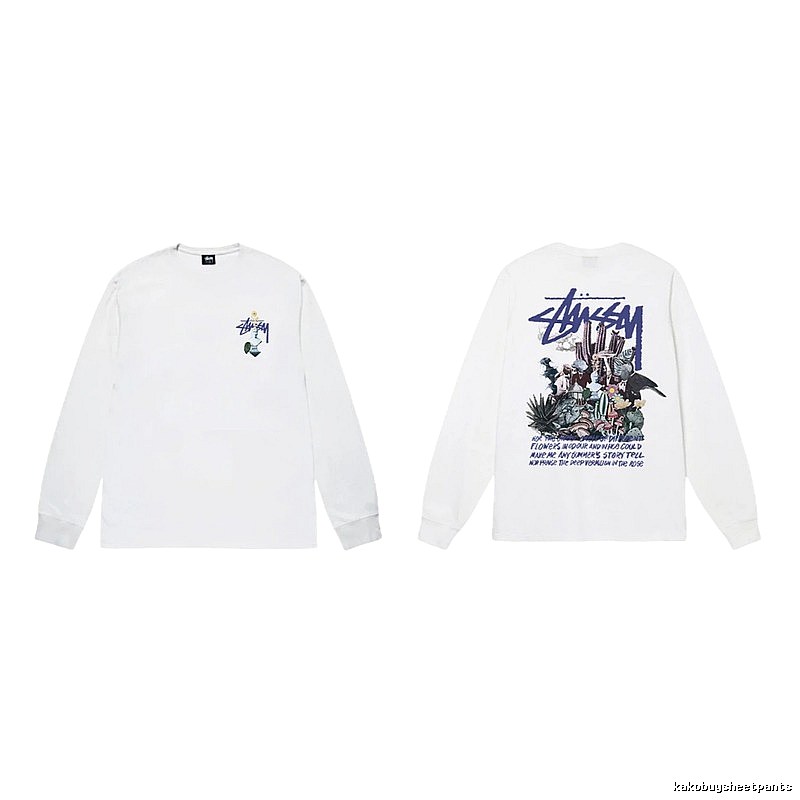 Stussy printed trendy white long-sleeve