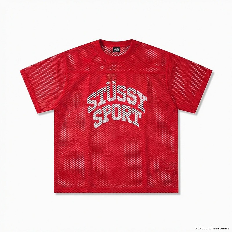Stussy Sport series red trendy short-sleeved shirt.