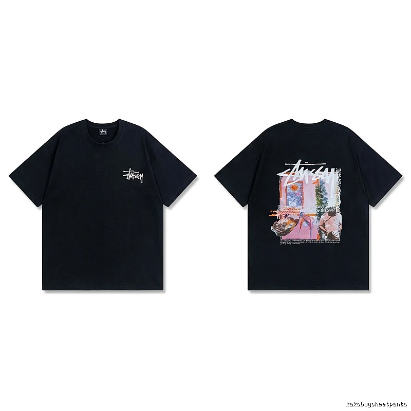 Stussy trendy style black T-shirt