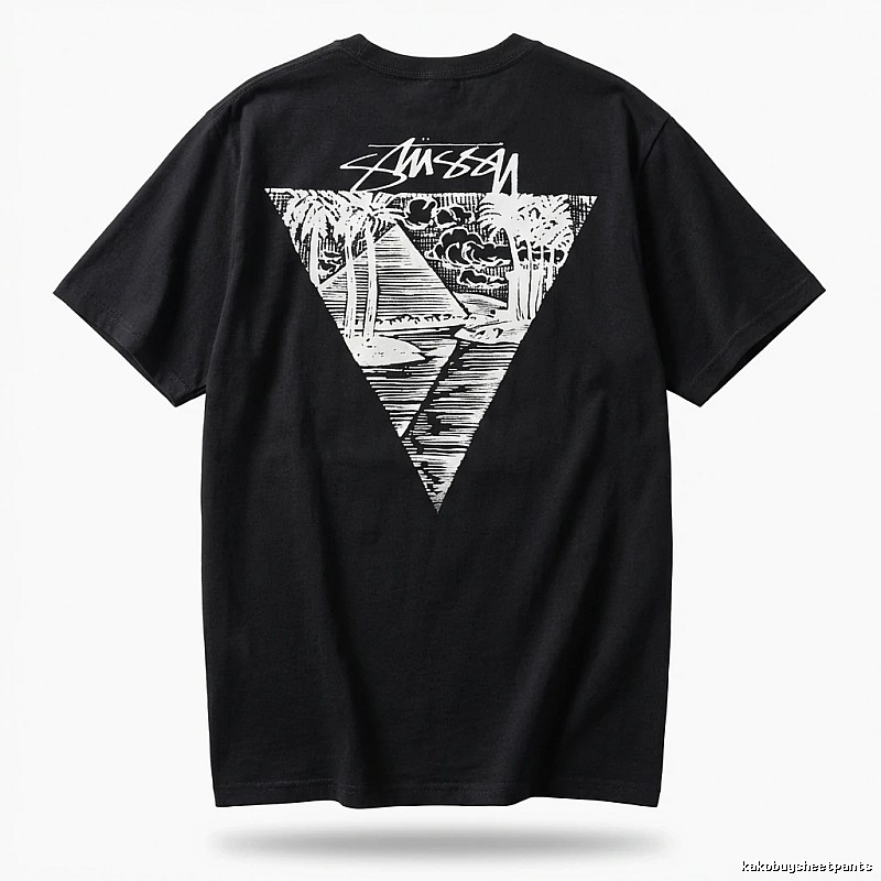 Stussy triangle print style black T-shirt