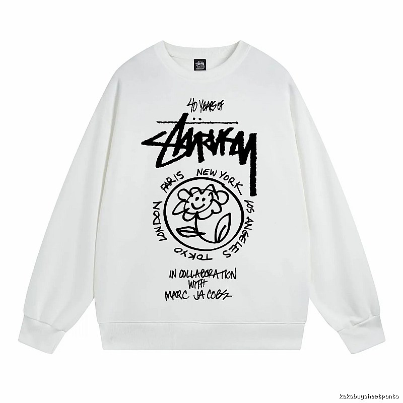 Stussy White Style 539 Graphic SweatShirt Airport Outfit