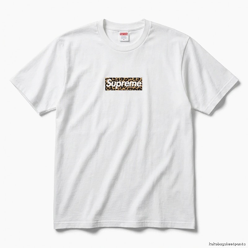 Supreme leopard - print style white T - shirt
