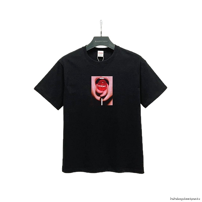 Supreme Lollipop Print Street Style Black T-Shirt