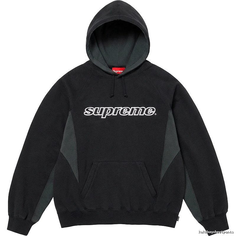 Supreme patchwork-style black hoodie