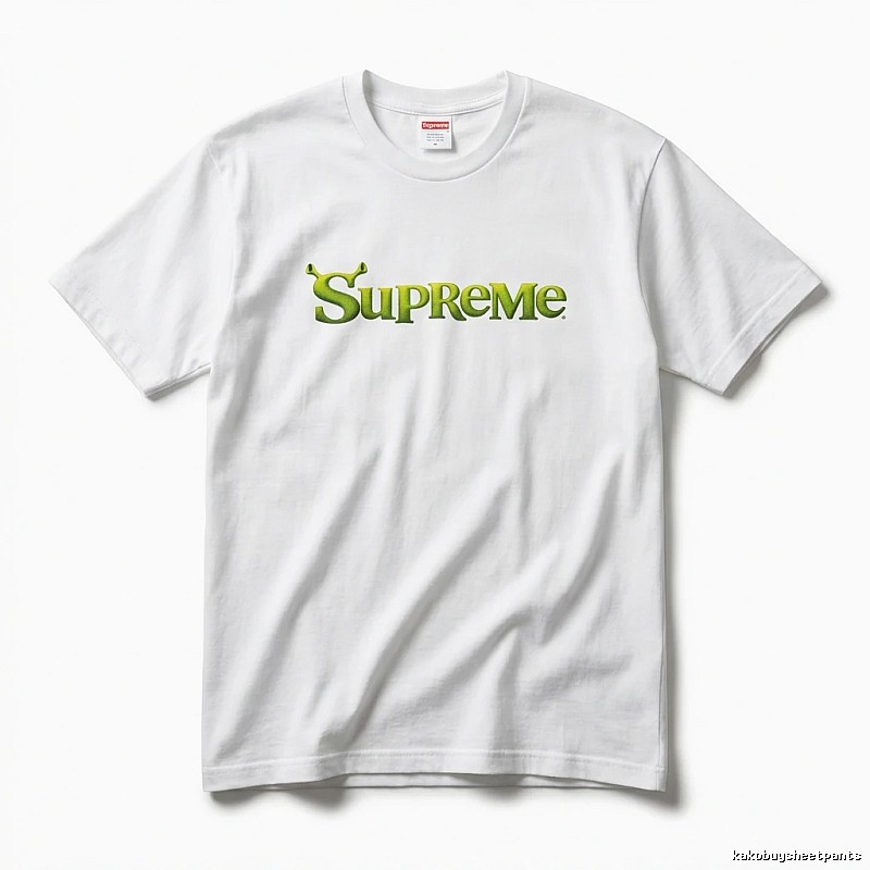 Supreme-printed trendy and cool white T-shirt
