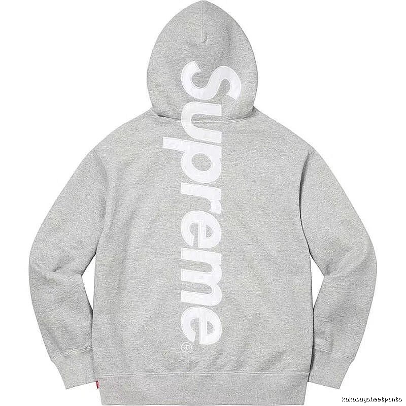 Supreme Relaxed Logo hoodie Gray Red Oversized with Designer-Inspired Detail