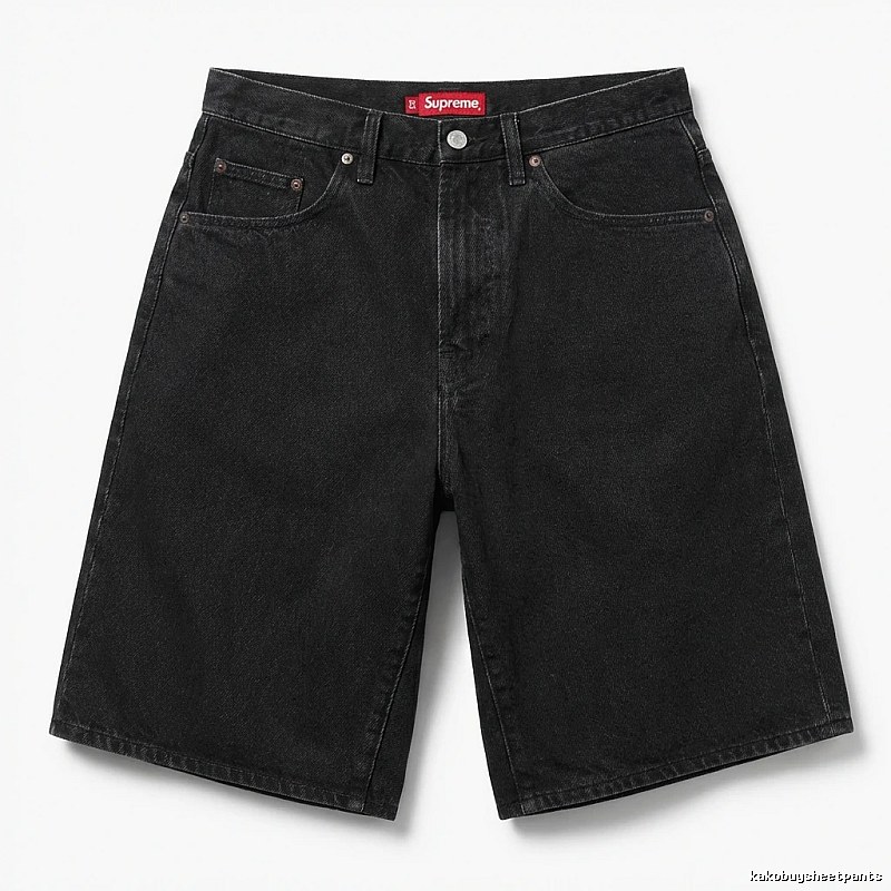 Supreme retro-style black denim shorts