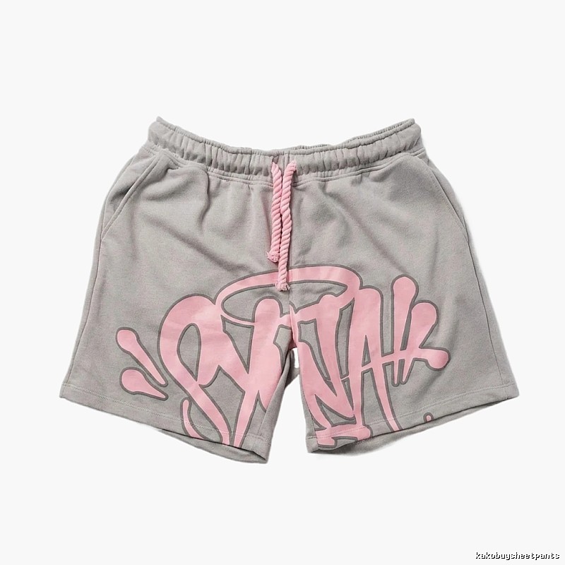 SynaWorld graffiti-style gray shorts