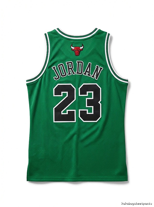 The green jersey with the number 23 of Michael Jordan