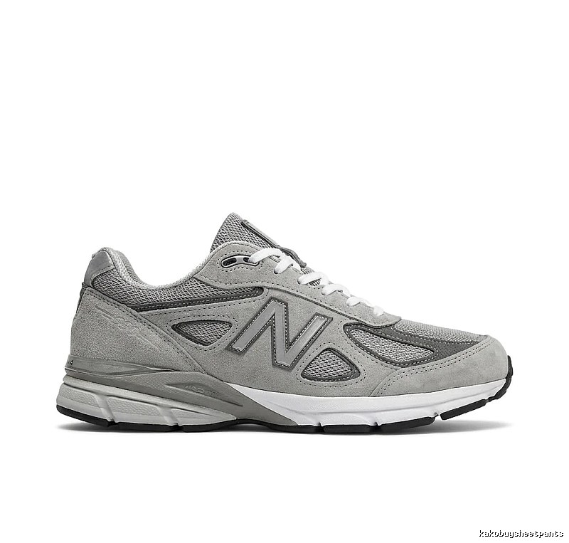 The retro-style gray shoes of the New Balance 990 series