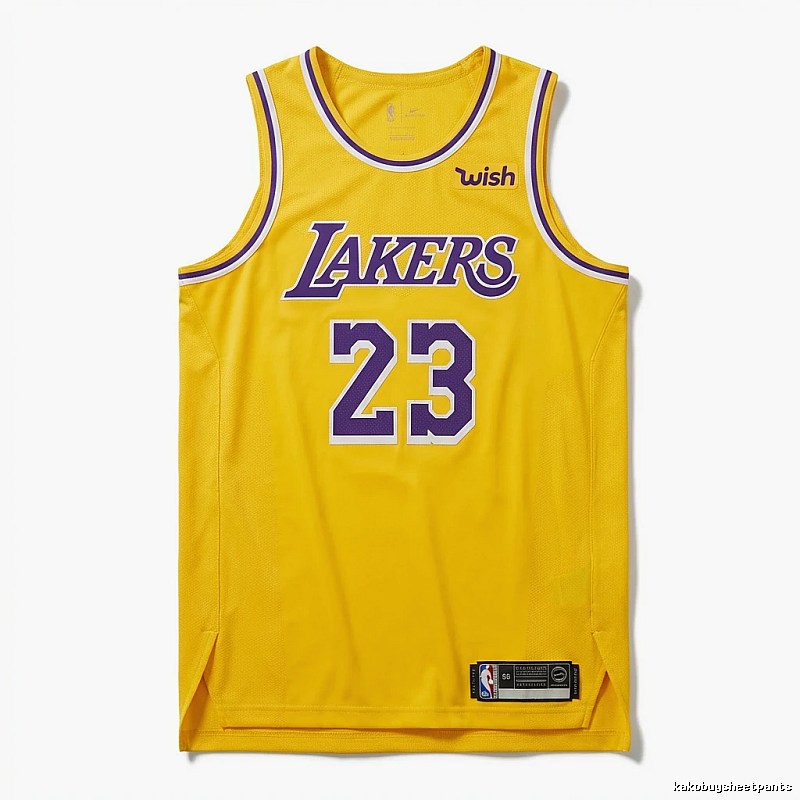 The yellow jersey of LeBron James (LBJ) of the Los Angeles Lakers.