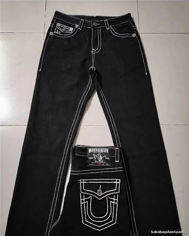 True Religion Black White Contrast Stitch Jeans Daily Styling Logo