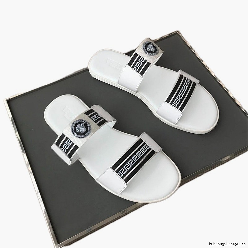 Versace Medusa Trendy Streetwear Style White Slides